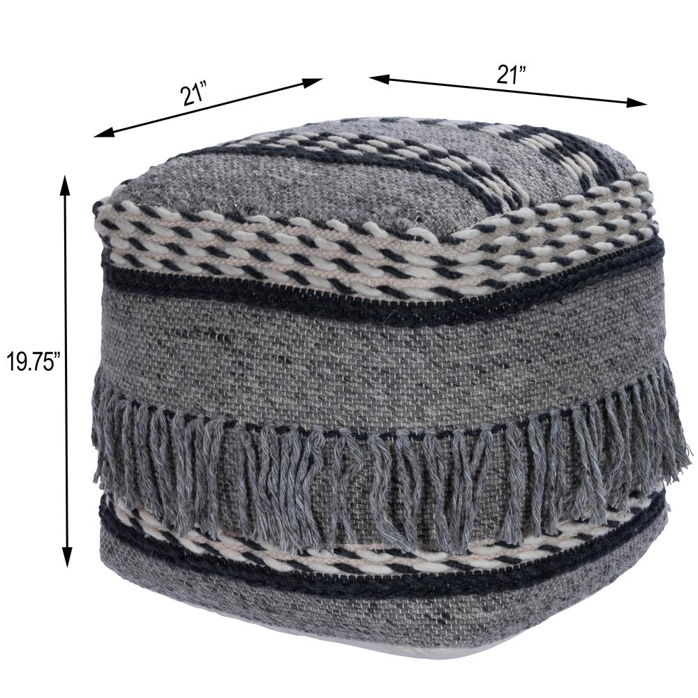 Brynn Square Pouffe, Gray. Picture 7