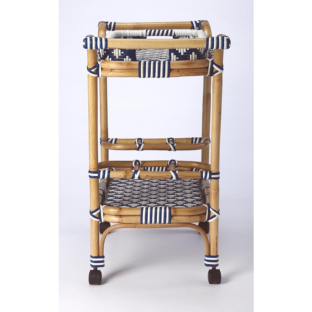 Selena & Rattan Bar Cart, Blue. Picture 4