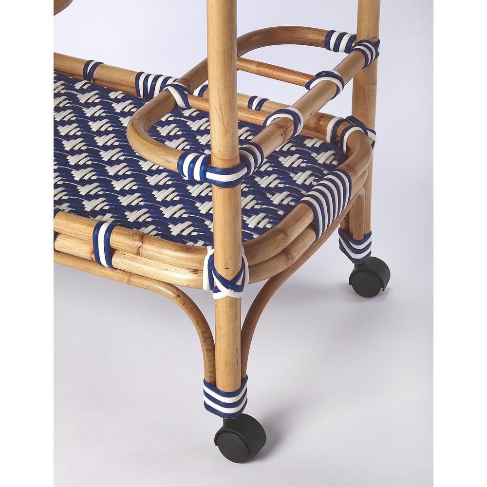 Selena & Rattan Bar Cart, Blue. Picture 5