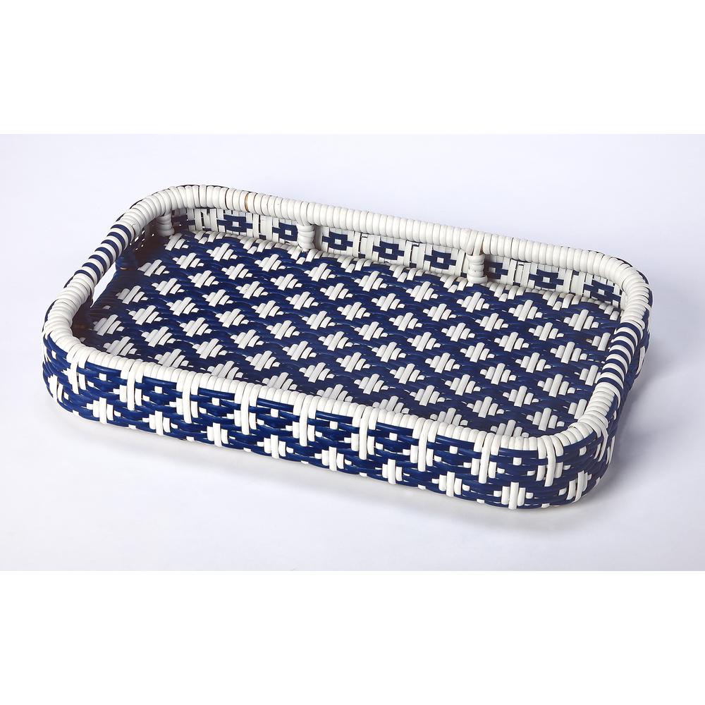 Selena & Rattan Bar Cart, Blue. Picture 6