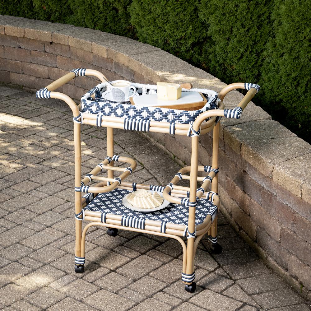 Selena & Rattan Bar Cart, Blue. Picture 7