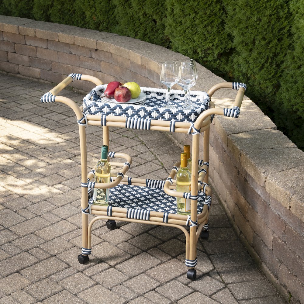 Selena & Rattan Bar Cart, Blue. Picture 10