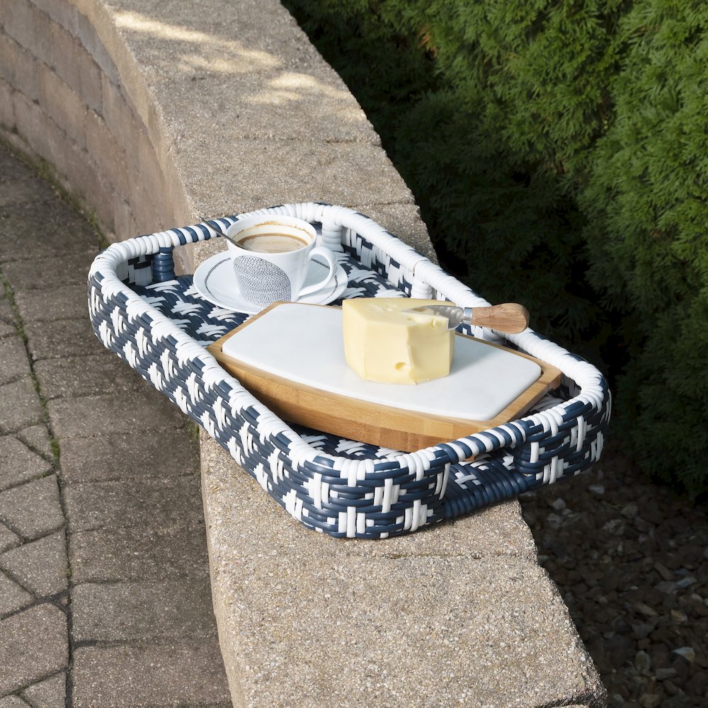 Selena & Rattan Bar Cart, Blue. Picture 9