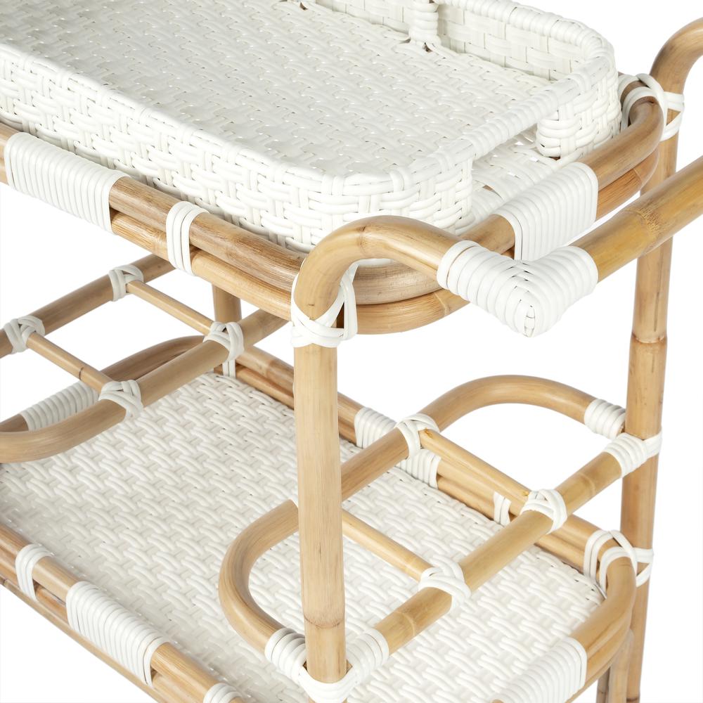 Selena Rattan Bar Cart, White. Picture 5