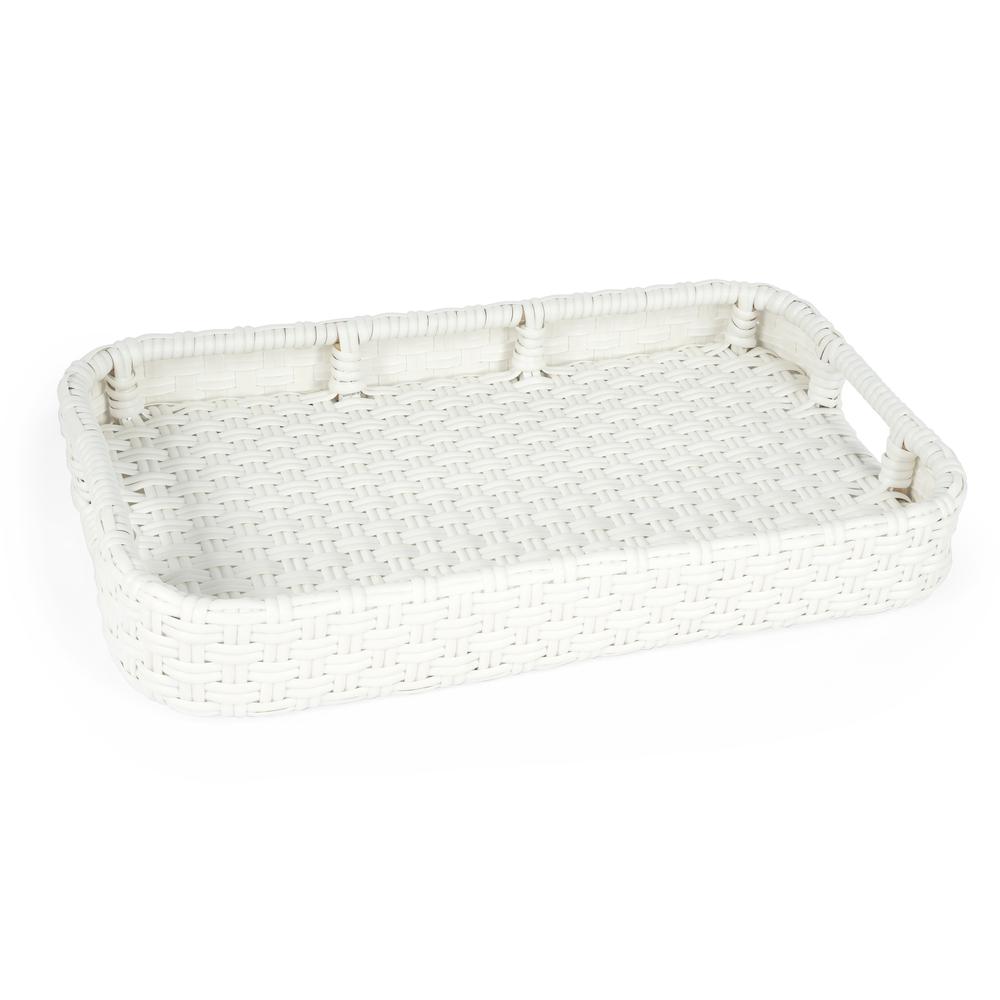 Selena Rattan Bar Cart, White. Picture 6