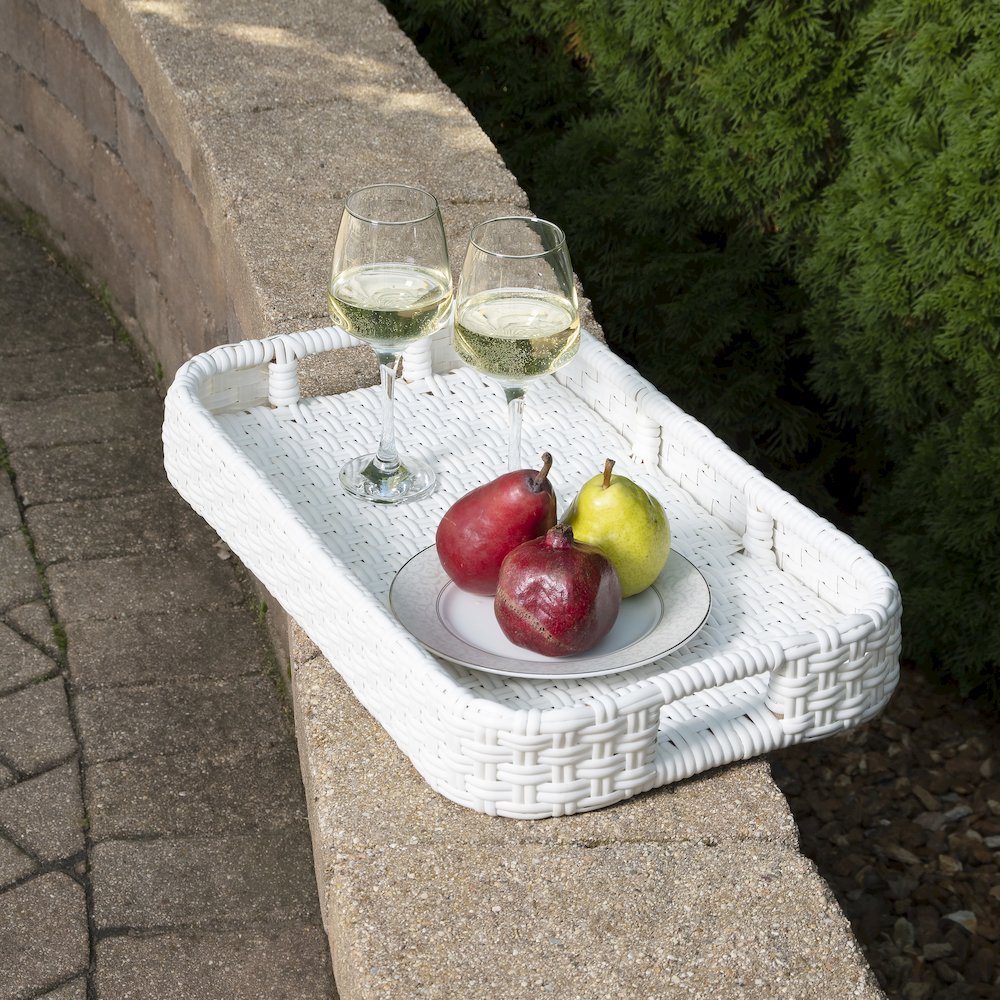 Selena Rattan Bar Cart, White. Picture 8