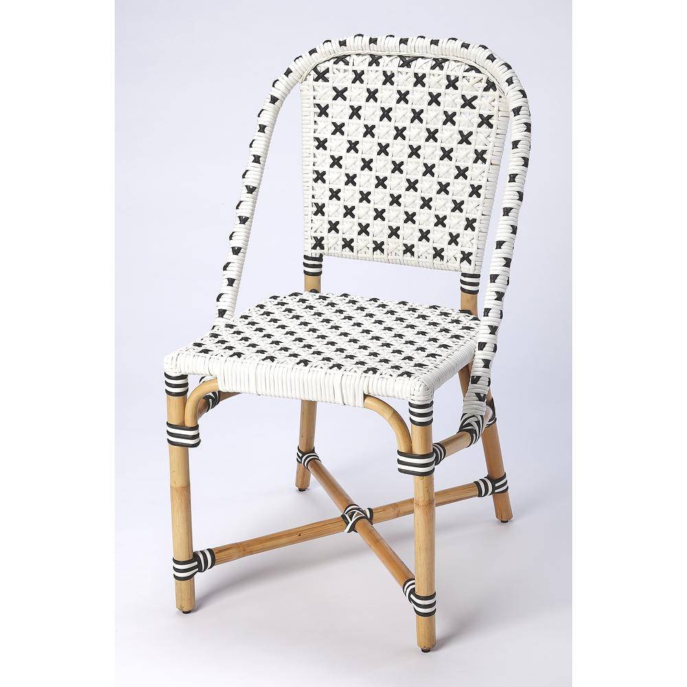 Tenor & Rattan Side Chair, White. Picture 1
