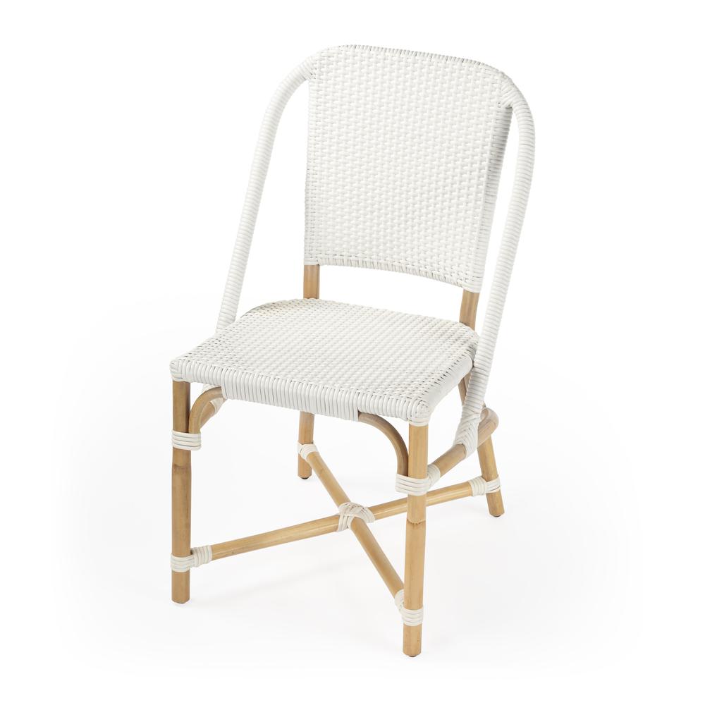 Tenor & Rattan Side Chair, White. Picture 1