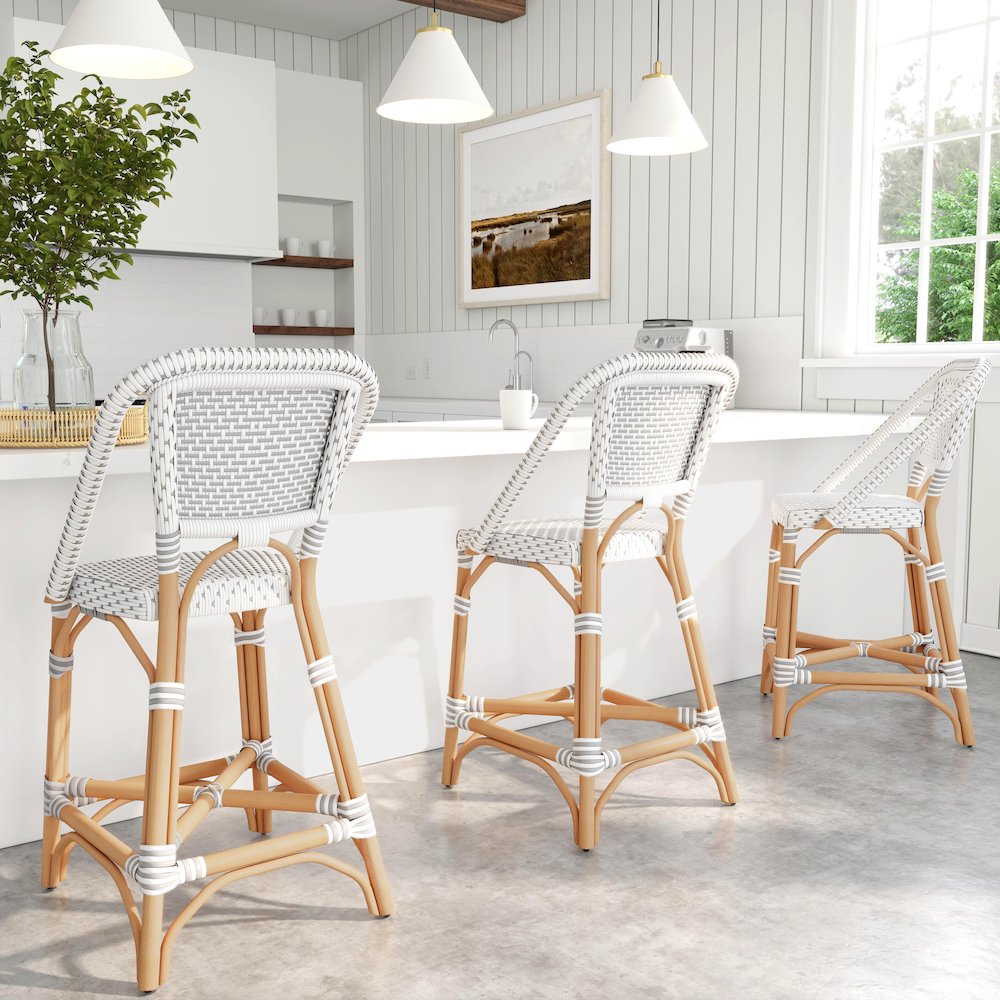 Solstice Rattan 25" Counter Stool, Gray. Picture 2