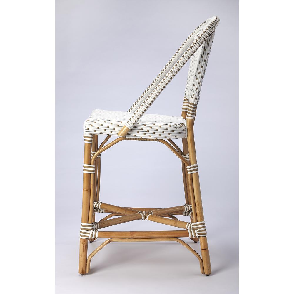 Solstice Rattan 25" Counter Stool, White and Tan Dot. Picture 3