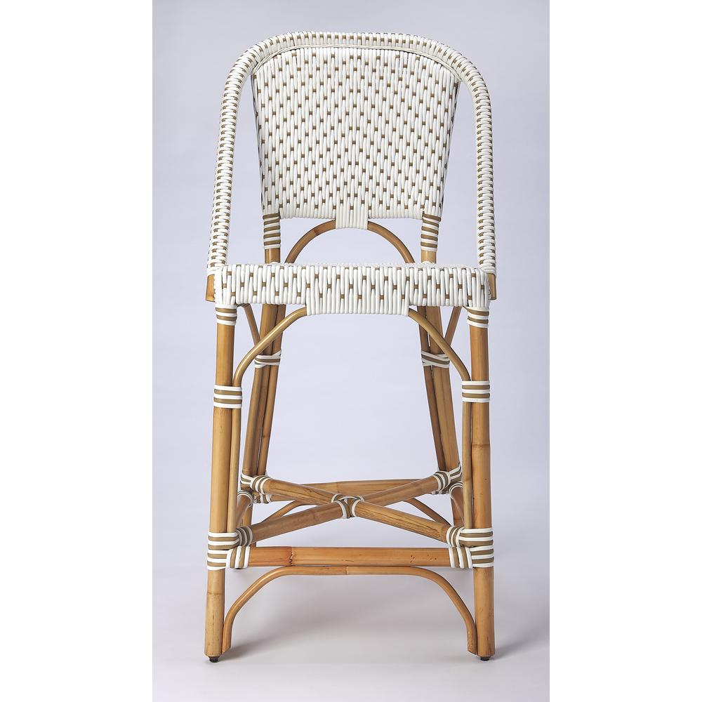 Solstice Rattan 25" Counter Stool, White and Tan Dot. Picture 4