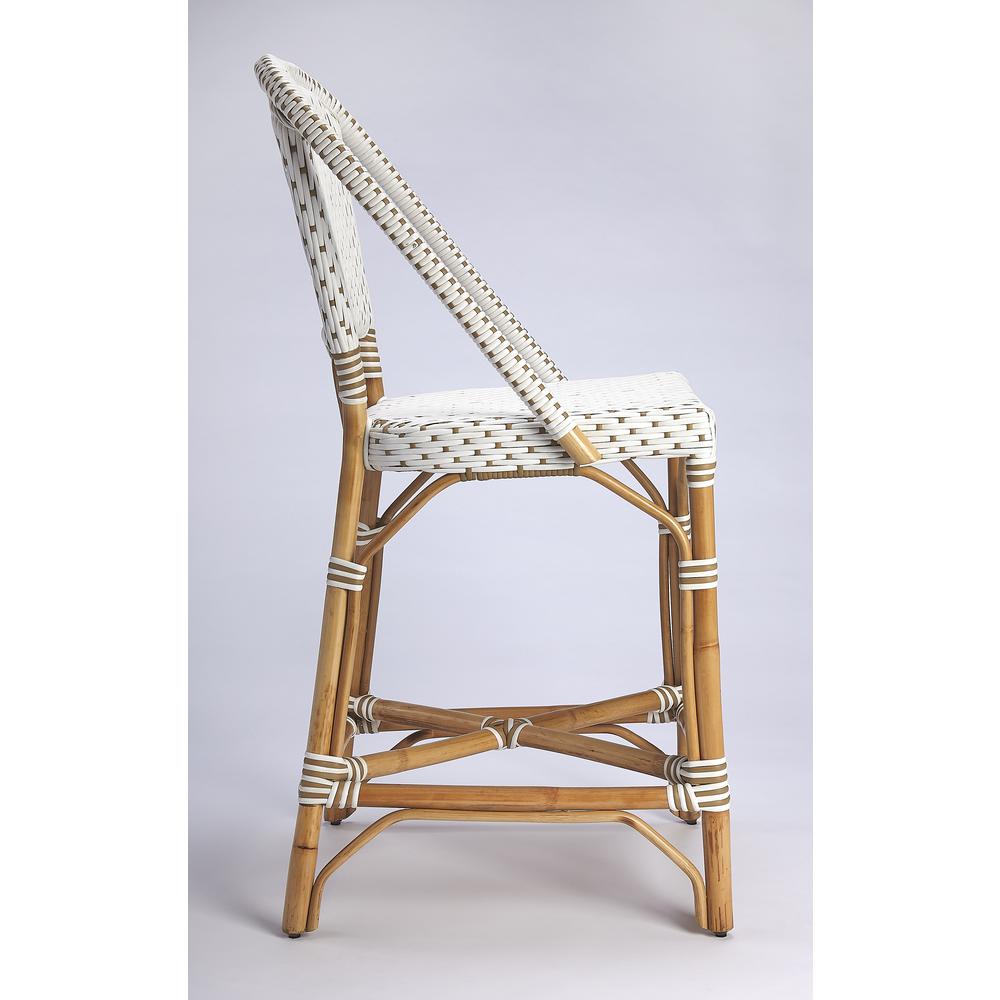 Solstice Rattan 25" Counter Stool, White and Tan Dot. Picture 5