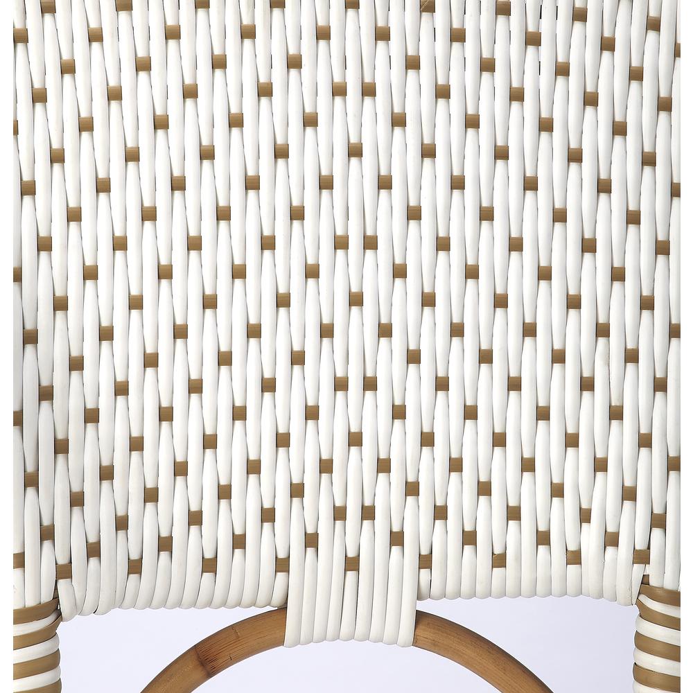 Solstice Rattan 25" Counter Stool, White and Tan Dot. Picture 7