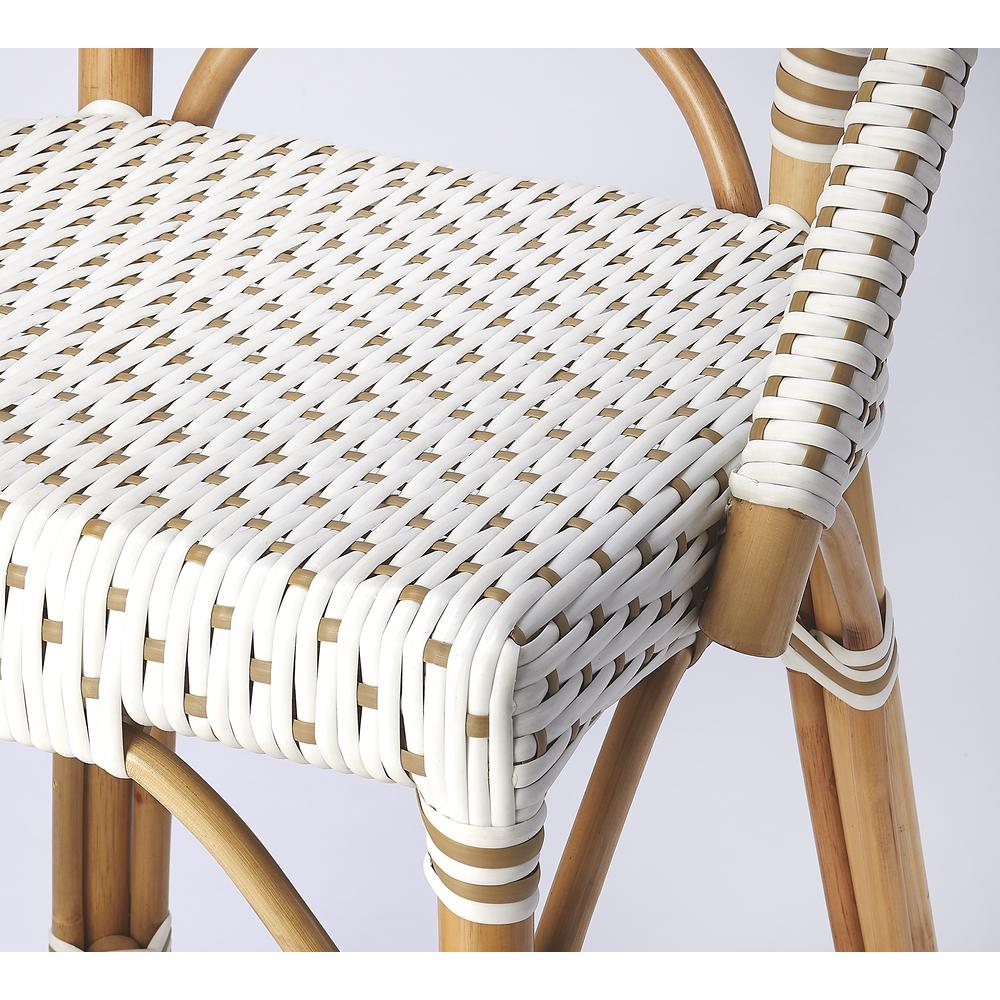 Solstice Rattan 25" Counter Stool, White and Tan Dot. Picture 8