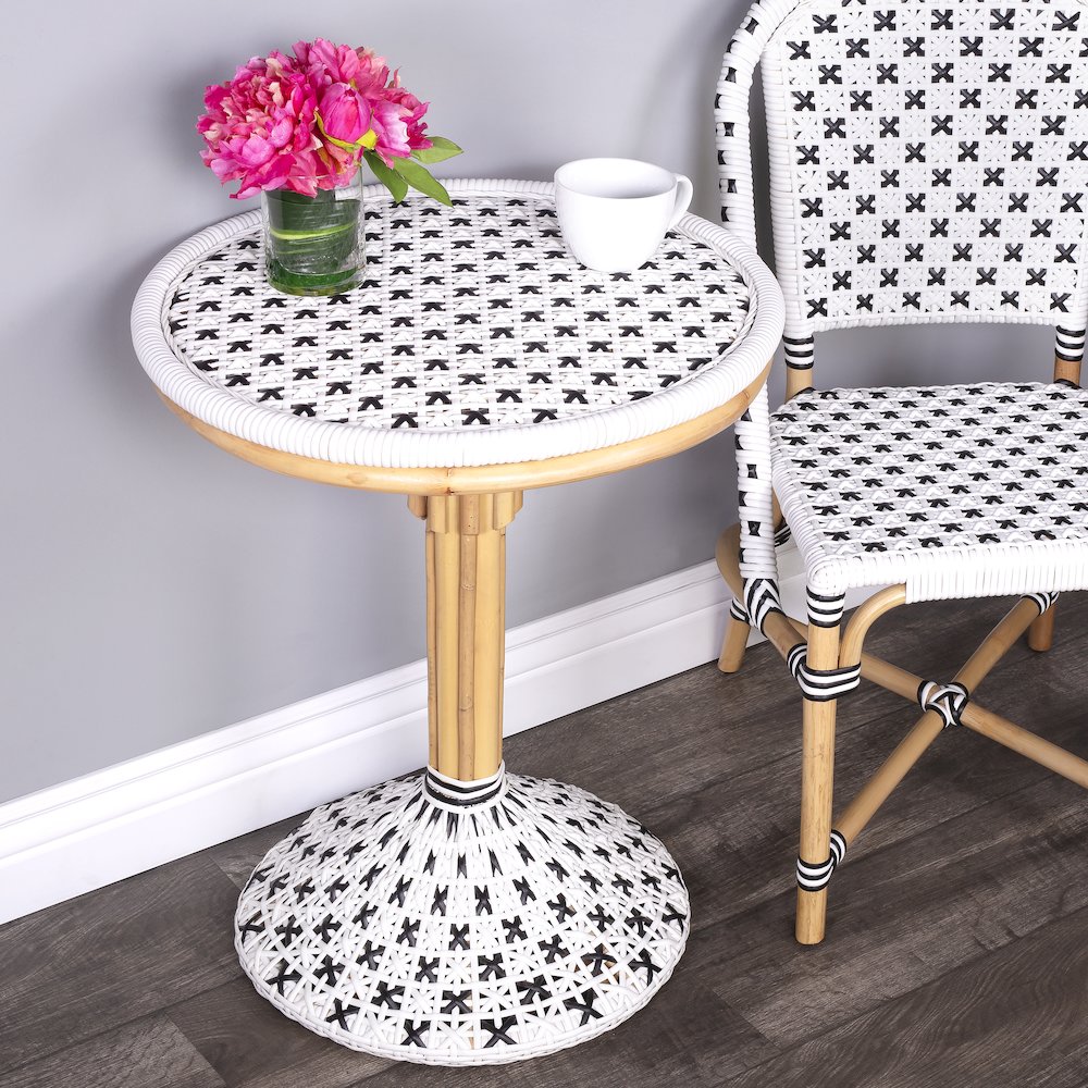 Tenor & Rattan Bistro Table, White. Picture 7