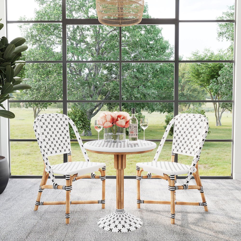 Tenor & Rattan Bistro Table, White. Picture 2