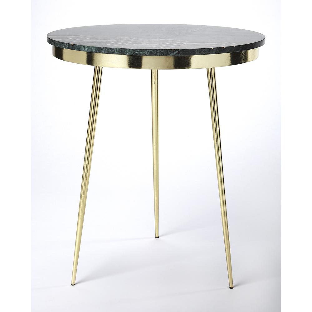Hollings Green Marble & Brass Side Table, Green. Picture 5