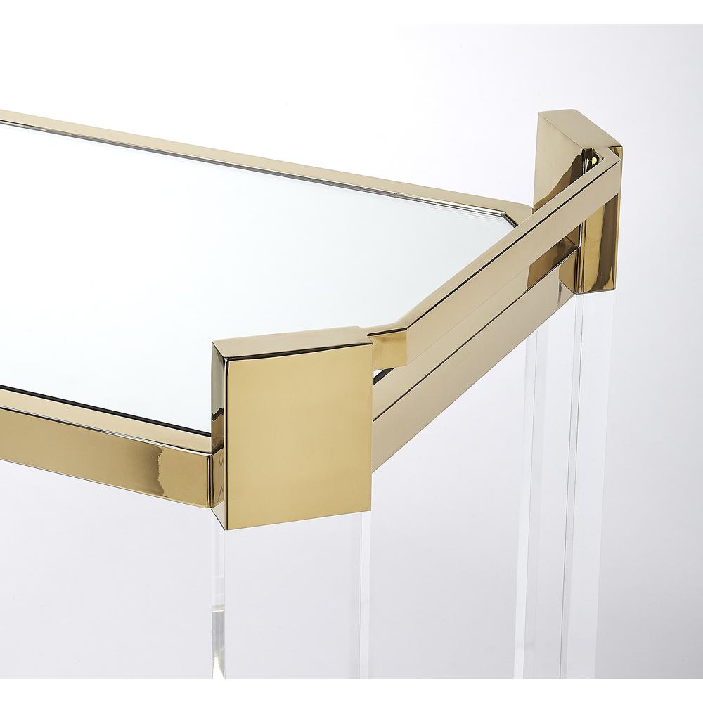 Charlevoix Acrylic & Serving Cart, Gold. Picture 2
