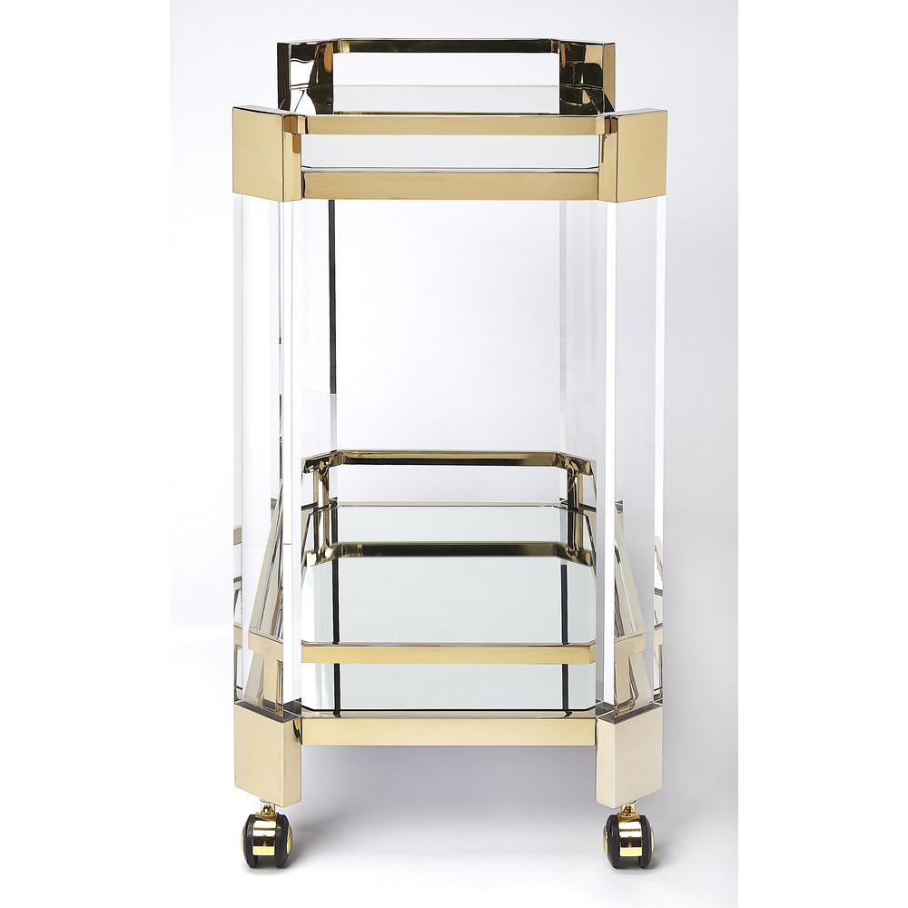 Charlevoix Acrylic & Serving Cart, Gold. Picture 5