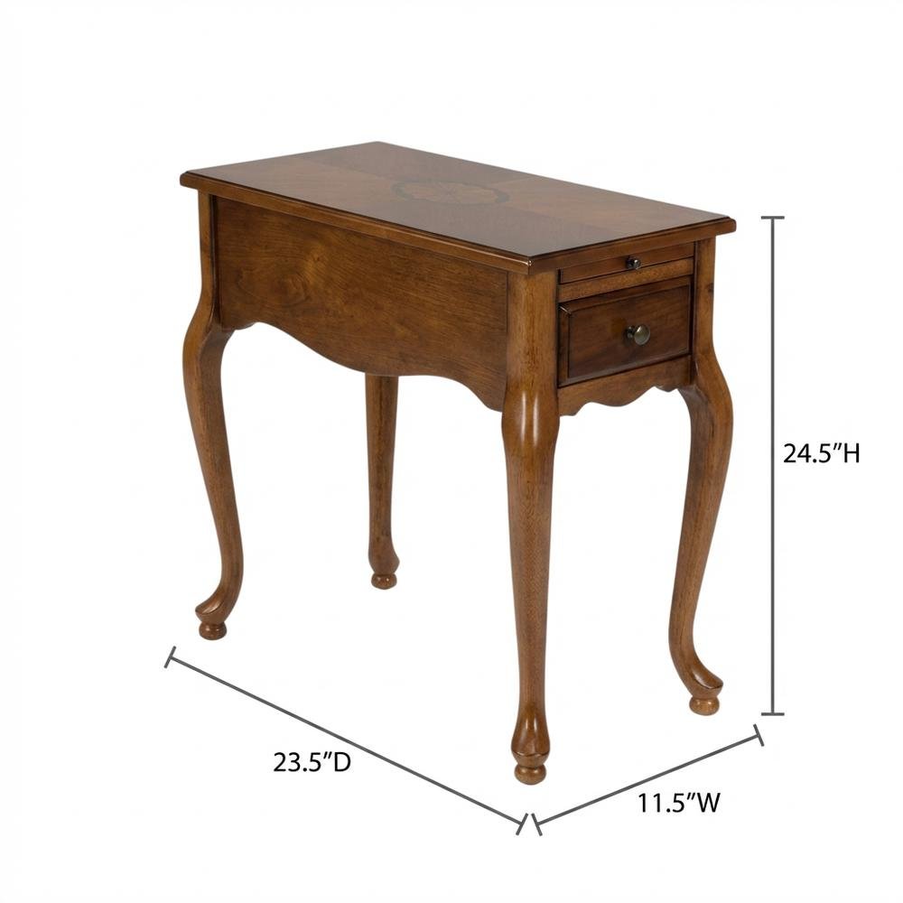 Chairside End Table with Drawer, Traditional Wood Side Table for Living Room. Picture 4