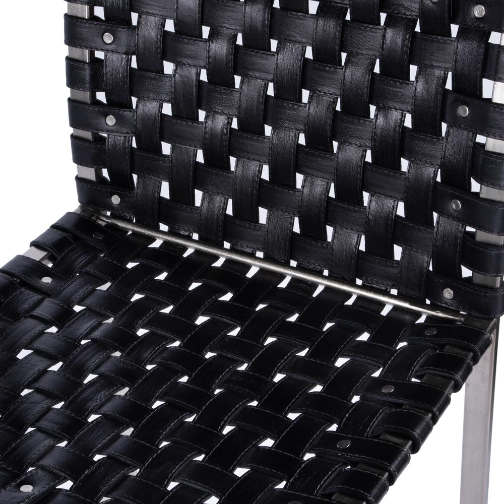 Urban Woven Leather Rectangular  28" Barstool, Black. Picture 6
