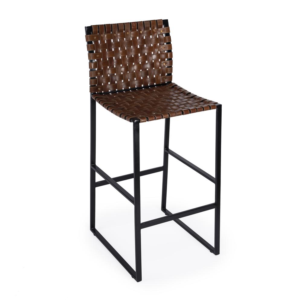 Urban Woven Leather 30" Barstool, Medium Brown. Picture 1