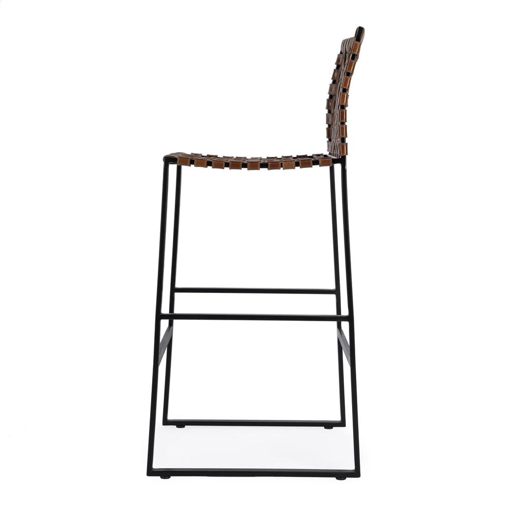 Urban Woven Leather 30" Barstool, Medium Brown. Picture 3
