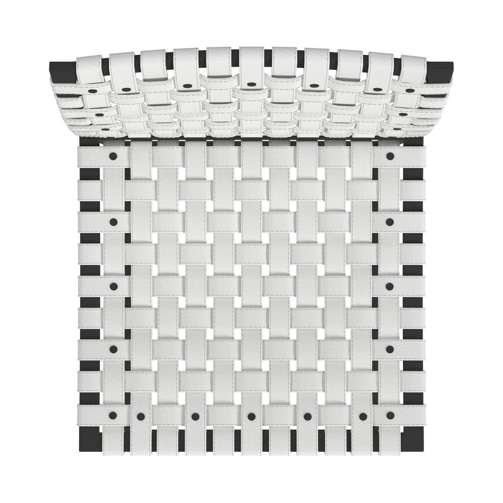 Urban Woven Leather Rectangular  28" Barstool, White. Picture 5