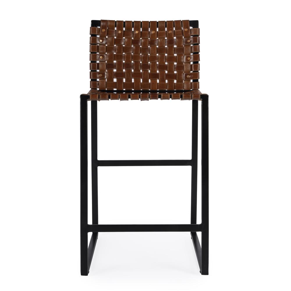 Urban Woven Leather 25" Counter Stool, Medium Brown. Picture 4
