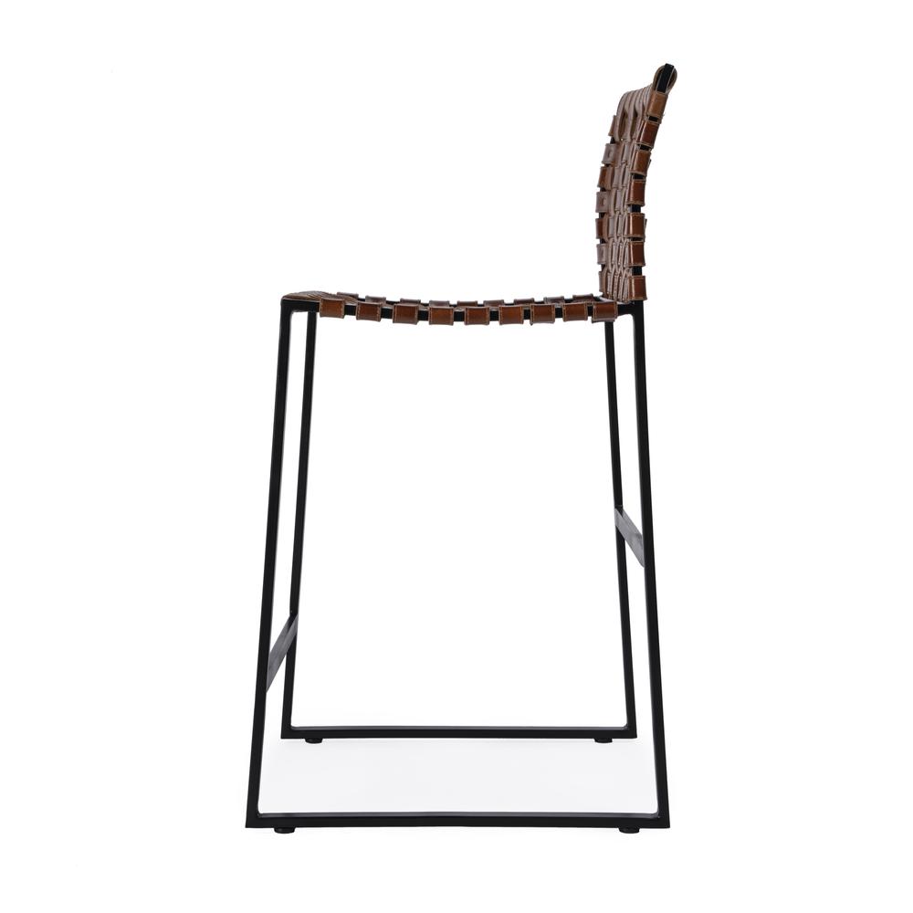 Urban Woven Leather 25" Counter Stool, Medium Brown. Picture 5