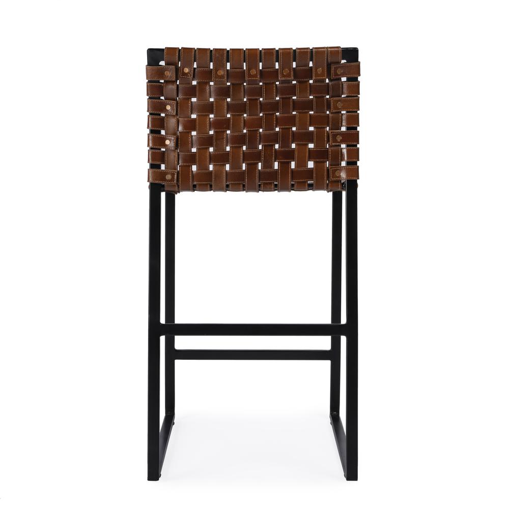 Urban Woven Leather 25" Counter Stool, Medium Brown. Picture 6