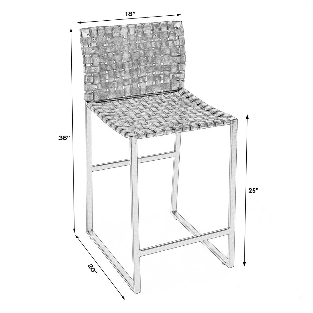 Urban Woven Leather 25" Counter Stool, Medium Brown. Picture 8