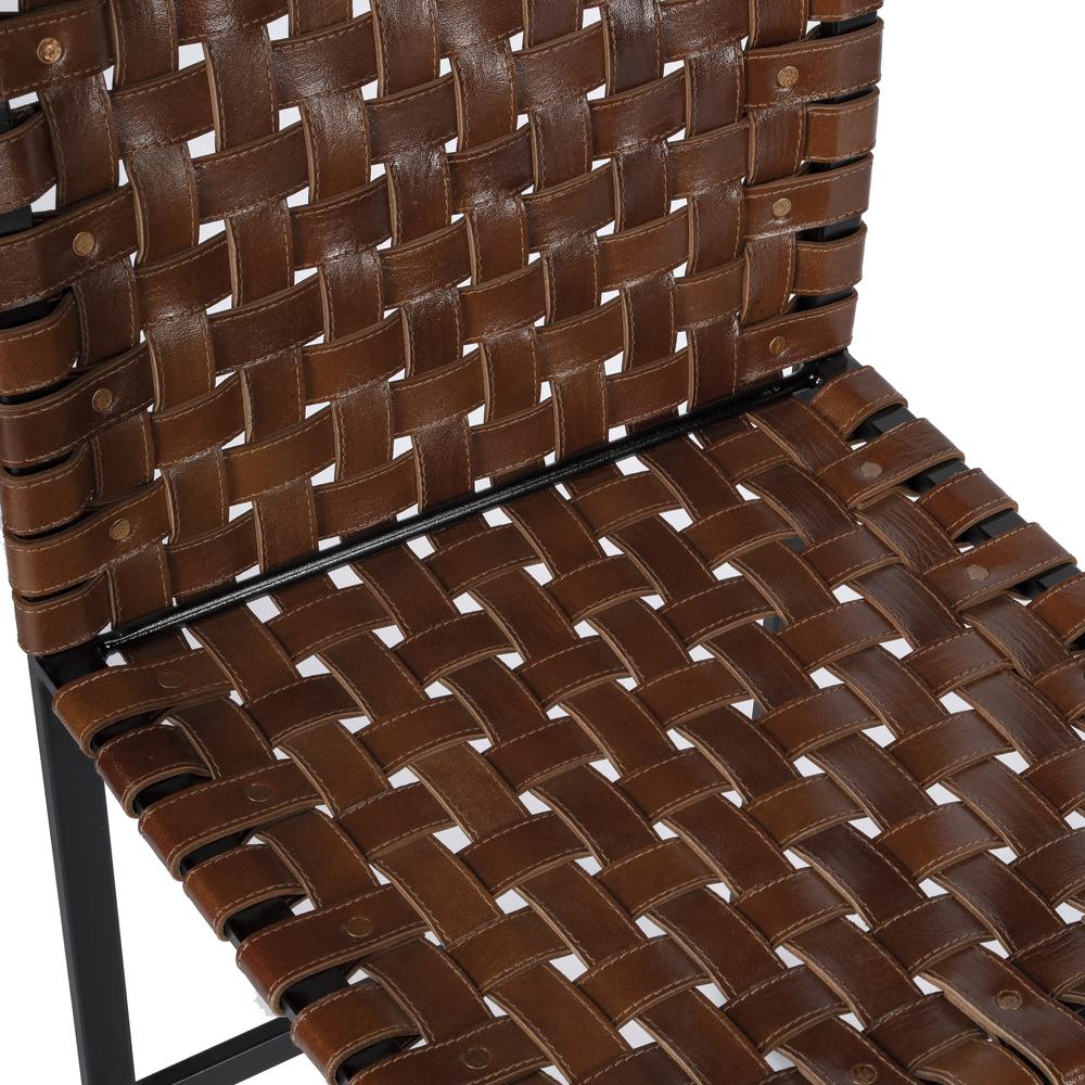 Urban Woven Leather Side Chair, Medium Brown. Picture 2