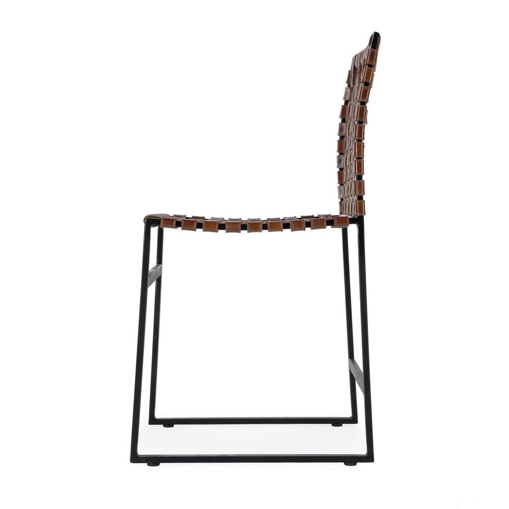 Urban Woven Leather Side Chair, Medium Brown. Picture 4