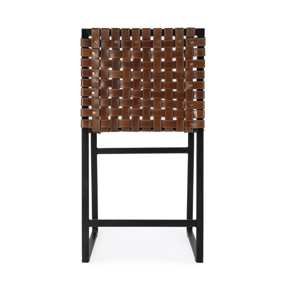 Urban Woven Leather Side Chair, Medium Brown. Picture 5
