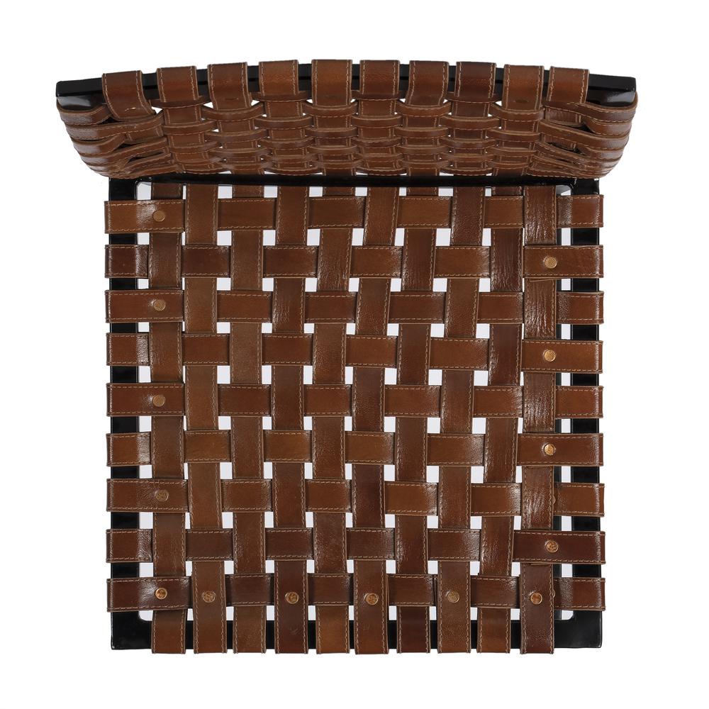 Urban Woven Leather Side Chair, Medium Brown. Picture 6