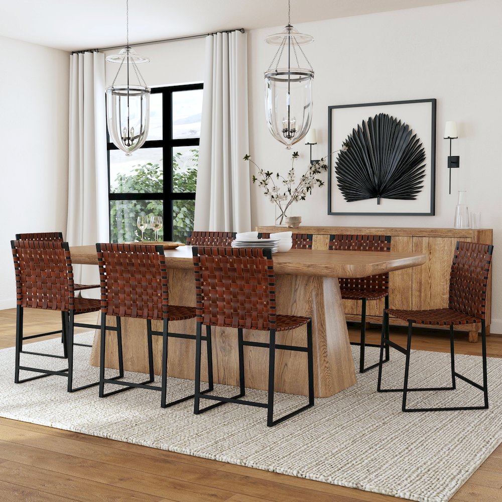 Urban Woven Leather Side Chair, Medium Brown. Picture 8