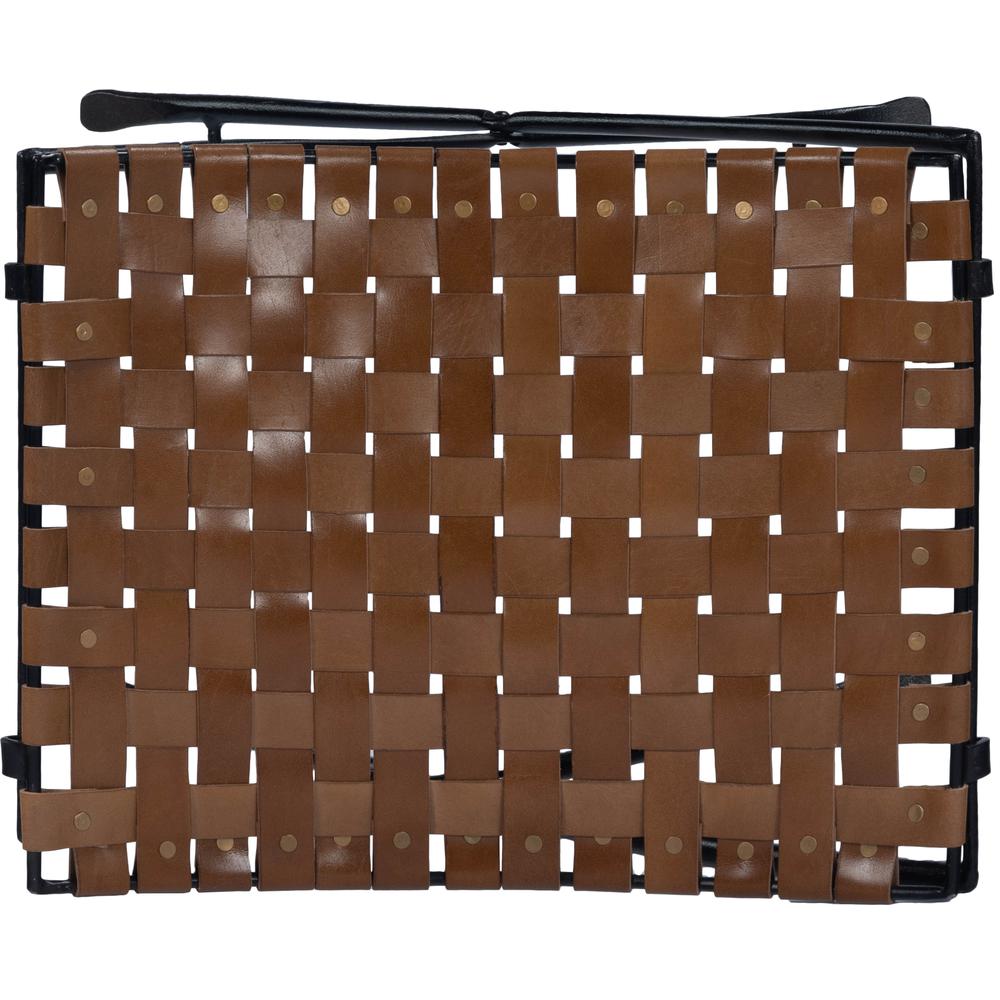 Karma Woven Leather Stool, Medium Brown. Picture 6