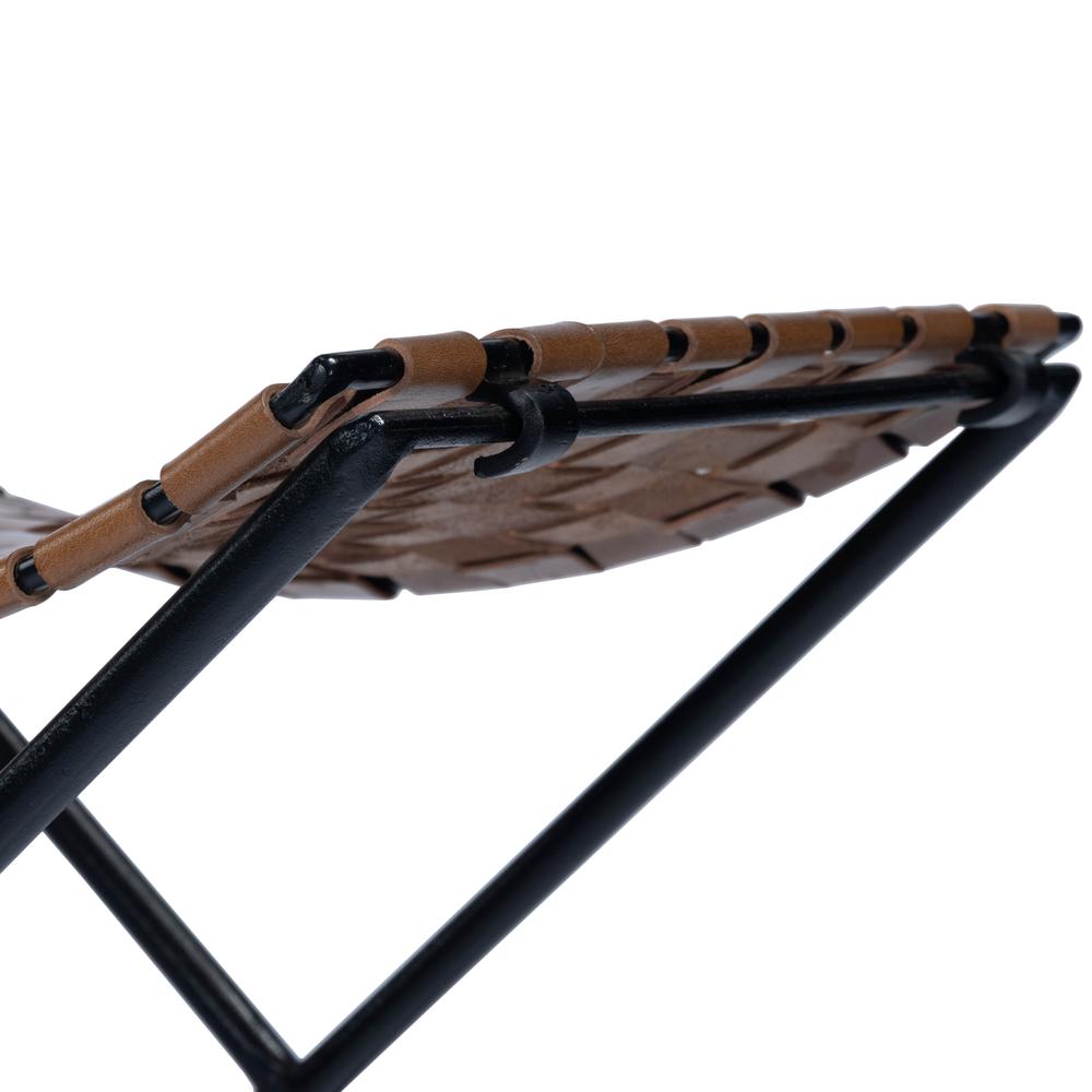 Karma Woven Leather Stool, Medium Brown. Picture 7