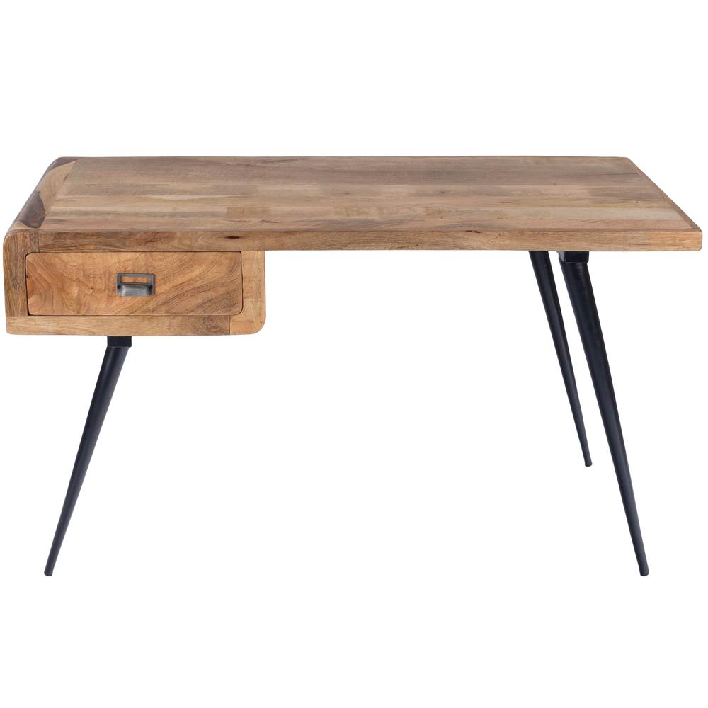 Anuri Natural Wood & Metal Desk, Light Brown. Picture 3