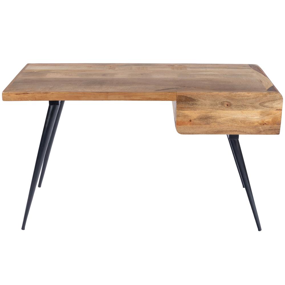 Anuri Natural Wood & Metal Desk, Light Brown. Picture 5