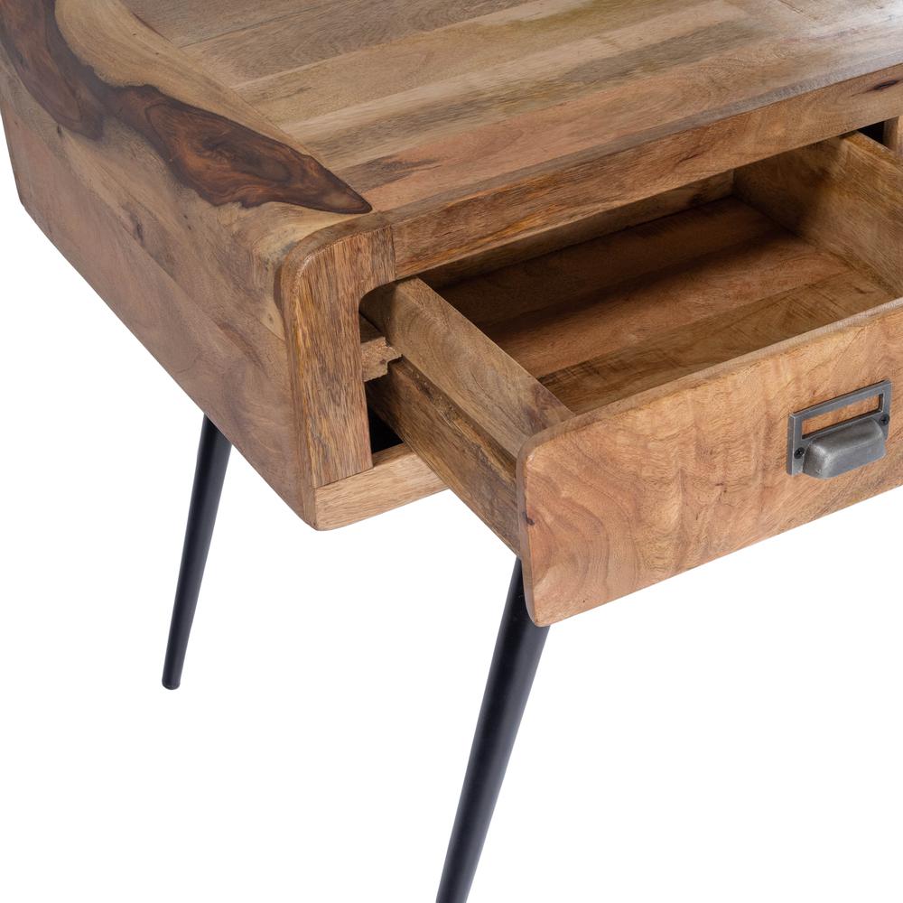 Anuri Natural Wood & Metal Desk, Light Brown. Picture 8
