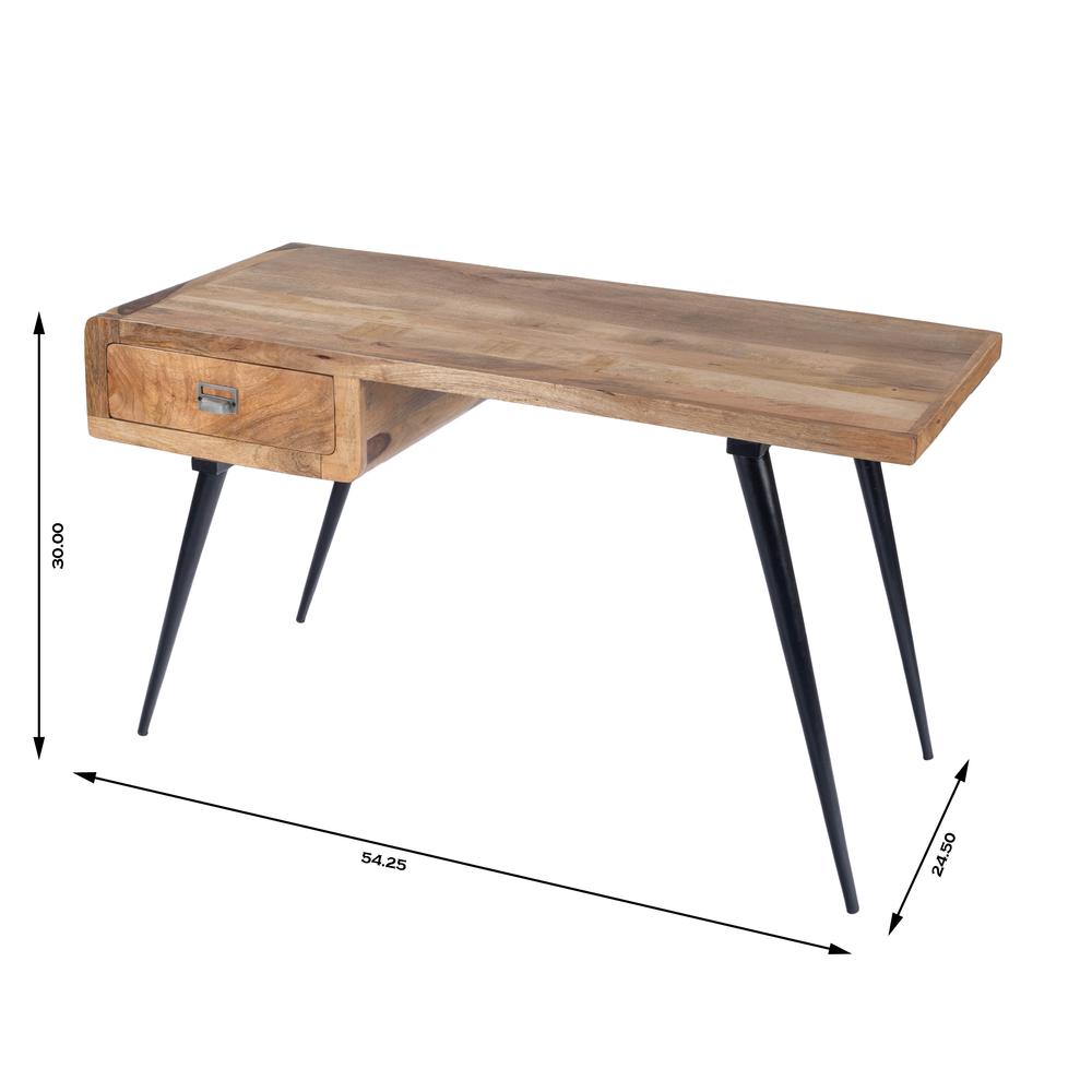 Anuri Natural Wood & Metal Desk, Light Brown. Picture 10