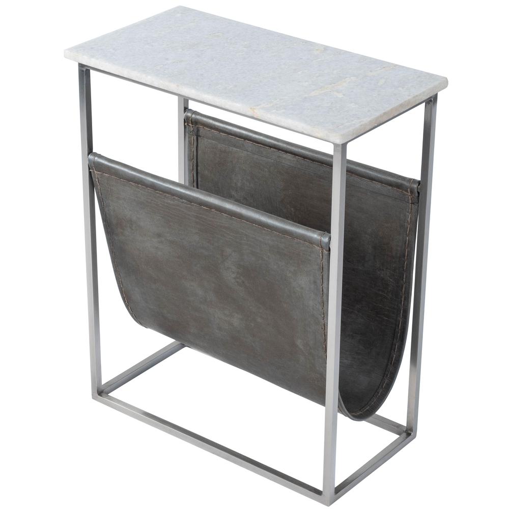 Koler Marble & Leather Magazine Table, Off-White. Picture 1