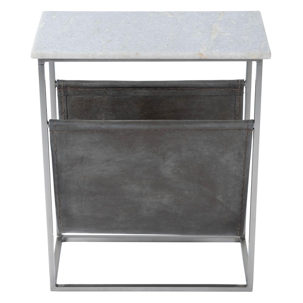 Koler Marble & Leather Magazine Table, Off-White. Picture 2