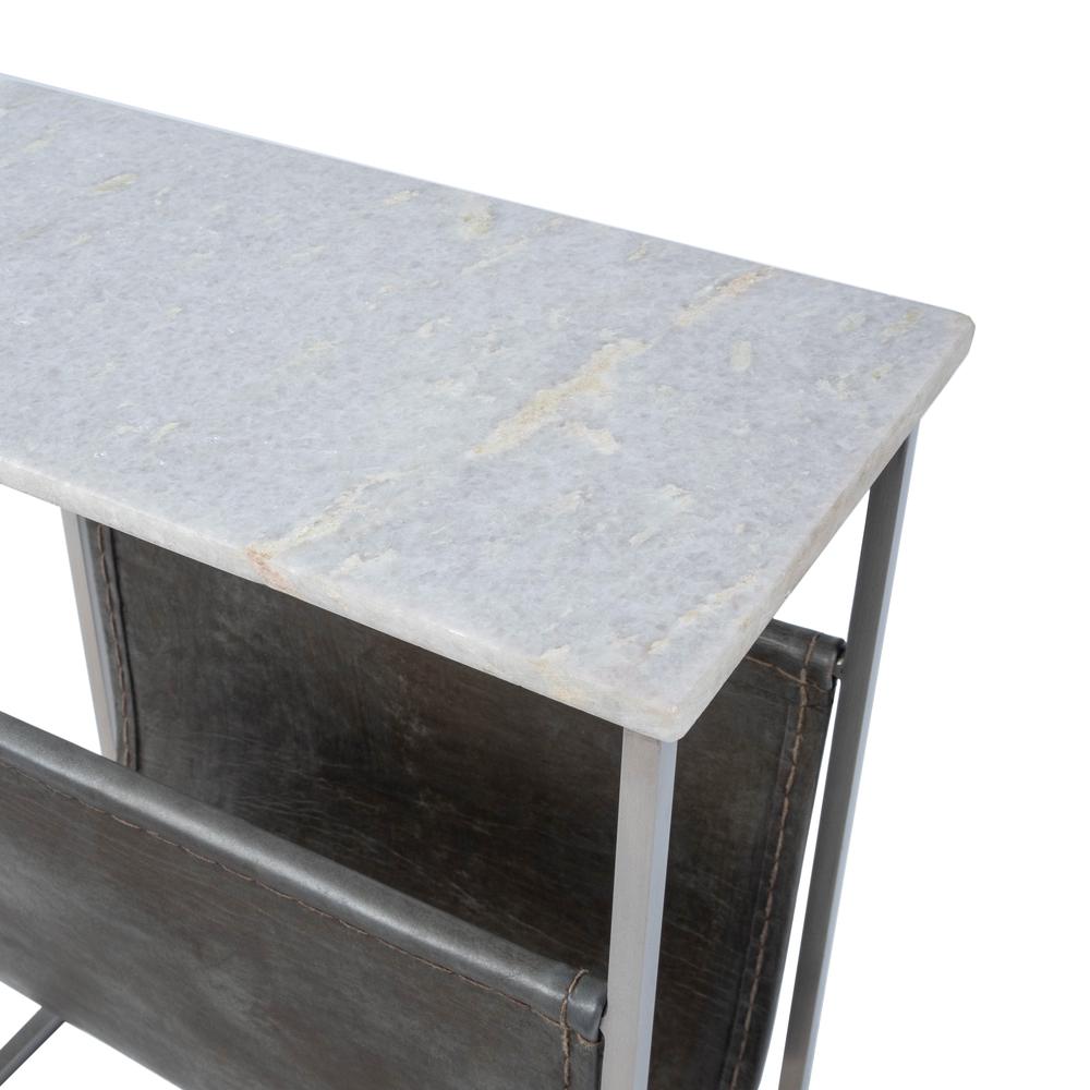 Koler Marble & Leather Magazine Table, Off-White. Picture 8