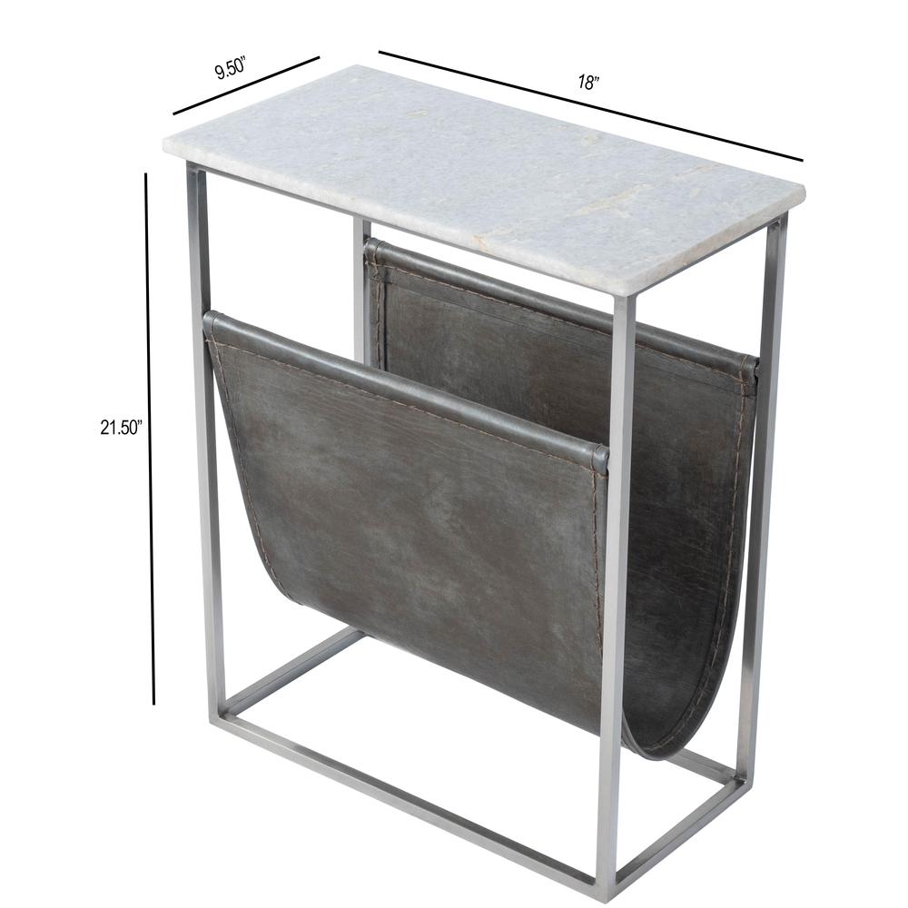 Koler Marble & Leather Magazine Table, Off-White. Picture 9
