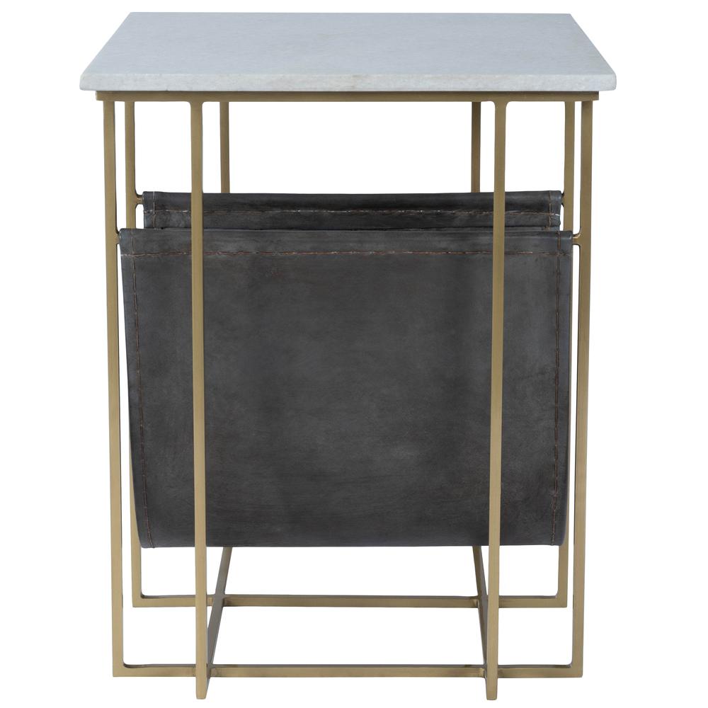Stephanik Marble & Leather Magazine Side Table, Off-White. Picture 3