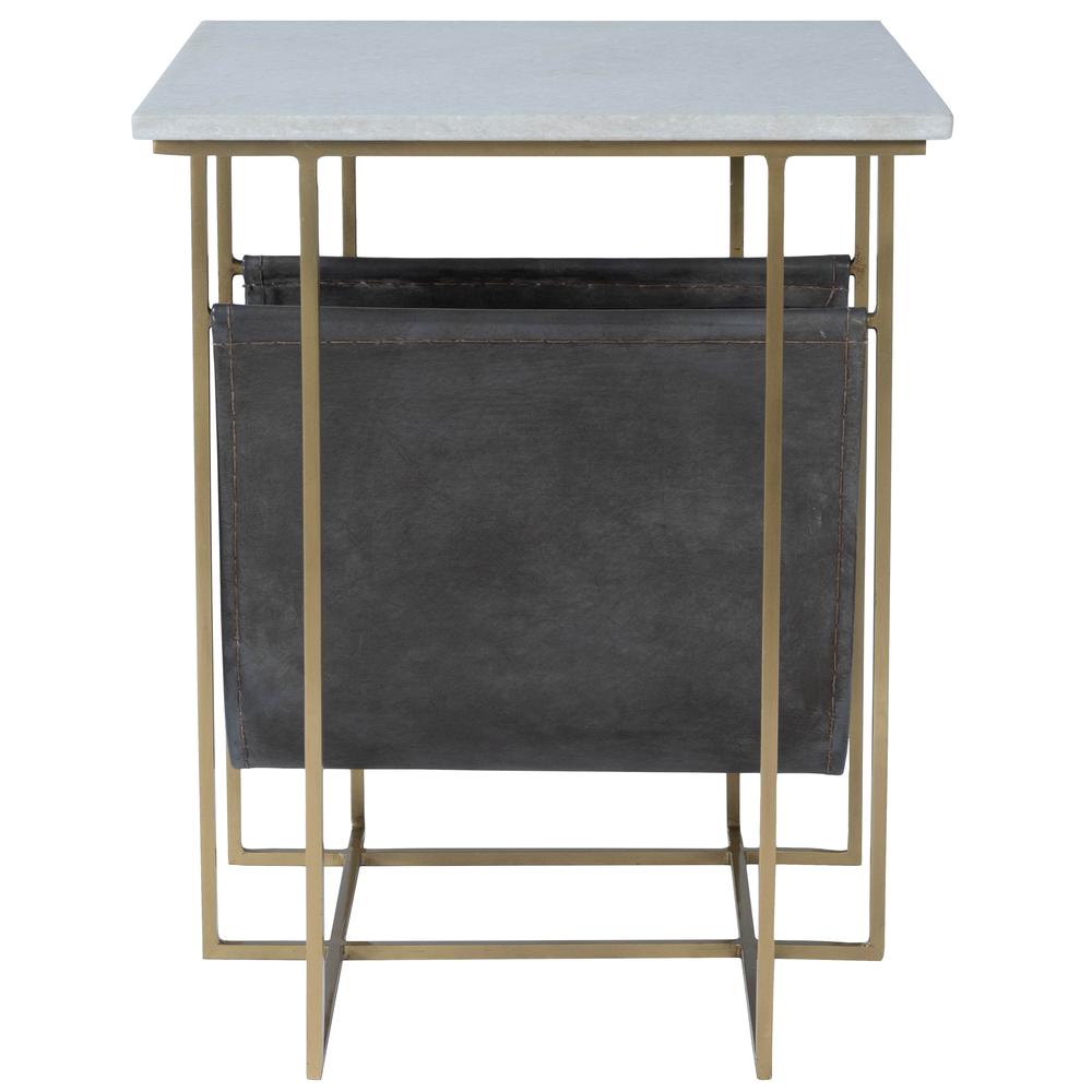 Stephanik Marble & Leather Magazine Side Table, Off-White. Picture 5