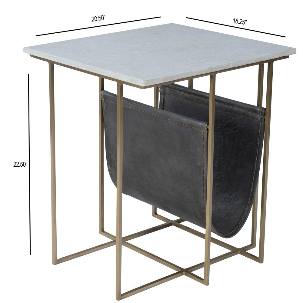 Stephanik Marble & Leather Magazine Side Table, Off-White. Picture 8